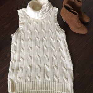 White cable knit sleeveless Ralph Lauren sweater